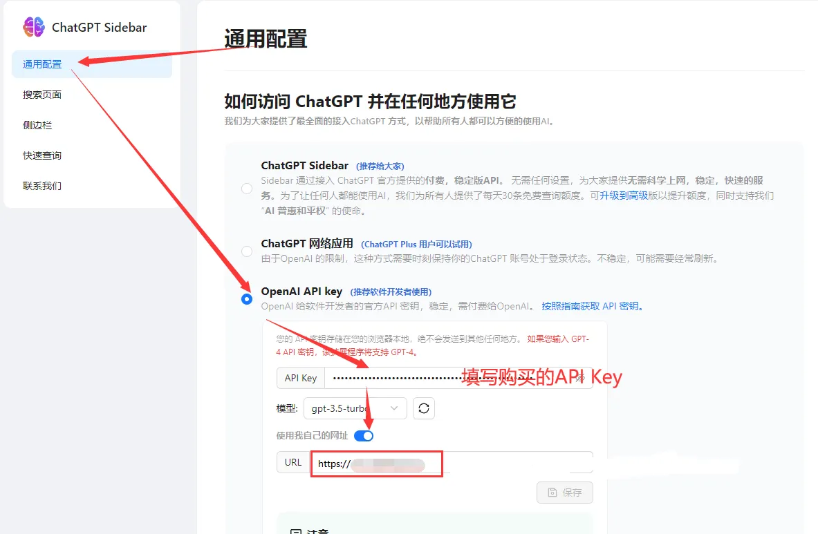 ChatGPT Sidebar 设置